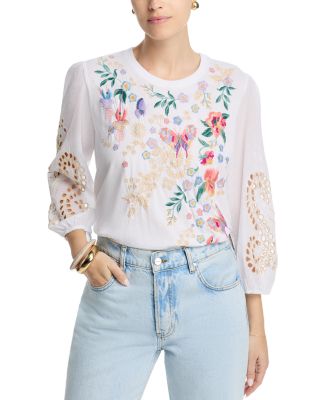 Three Quarter Sleeve Mixed Media Tee