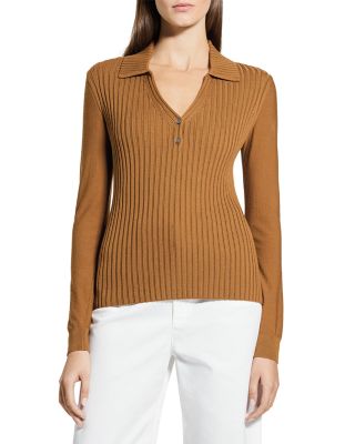 Merino Wool Ribbed Collar Sweater
