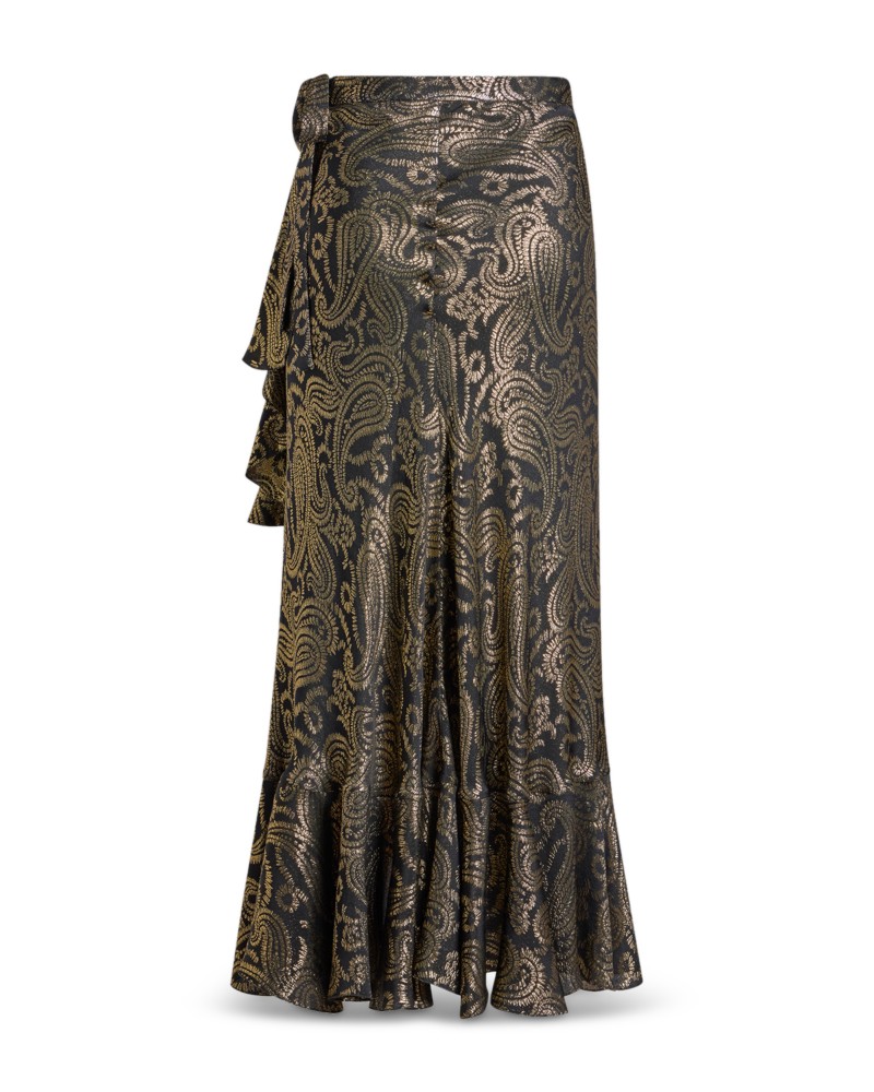 Etro Maxi Wrap Skirt in Gold