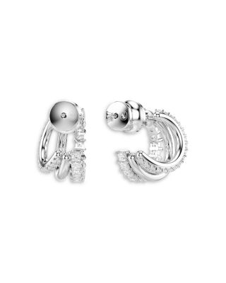 Hyperbola Cubic Zirconia Triple Row Hoop Earrings