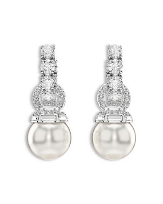 Matrix Cubic Zirconia & Imitation Pearl Charm Hoop Earrings