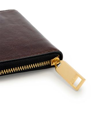 Lena Hex Leather Zip Wallet