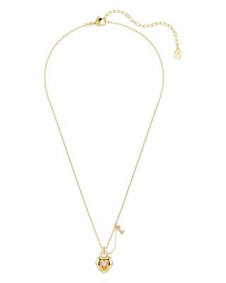 Idyllia Crystal & Cubic Zirconia Heart & Key Pendant Necklace, 14.87-17.75"
