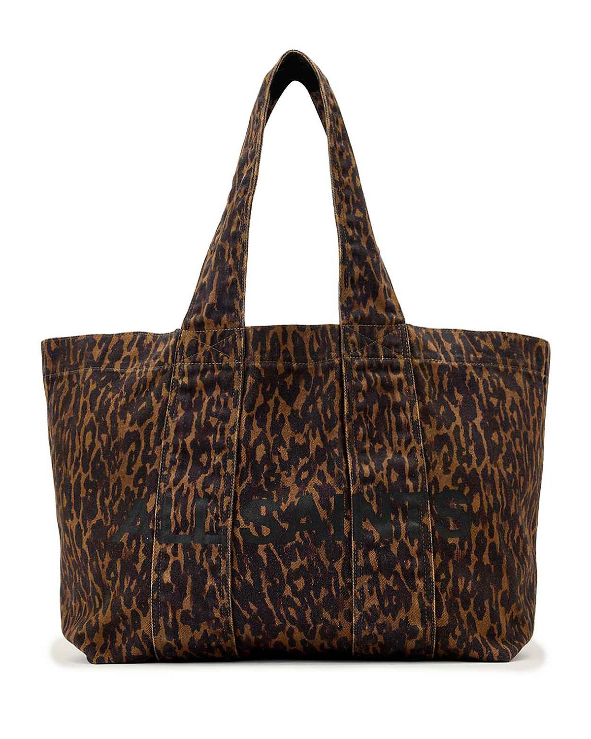 Allsaints Izzy Leopard Print Denim Tote