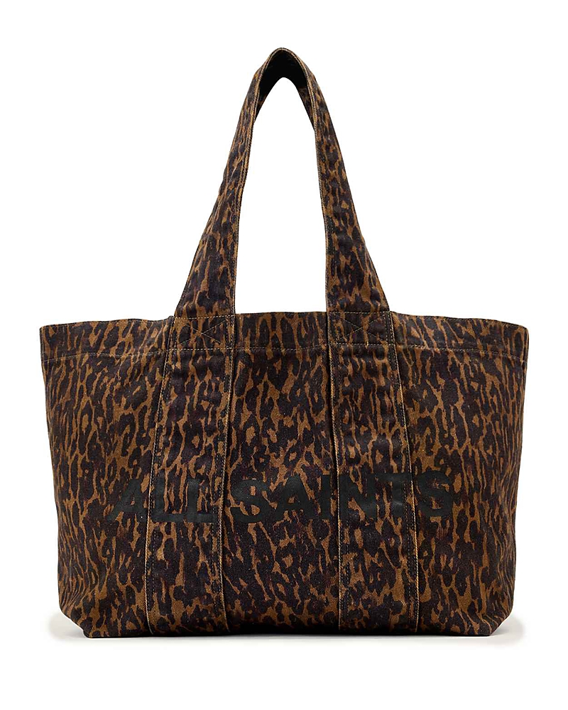 Allsaints Izzy Leopard Print Denim Tote