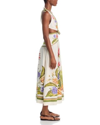 Tropical Scarf Sand Midi Dress