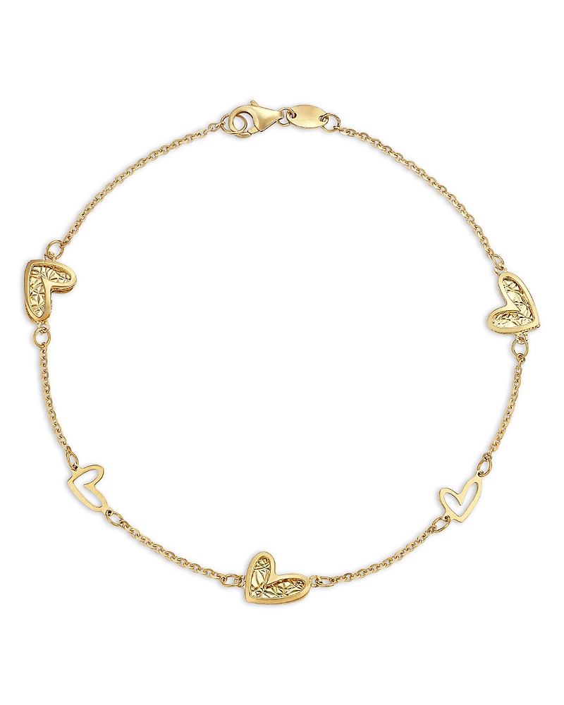 Moon & Meadow 14K Yellow Gold Heart Station Bracelet