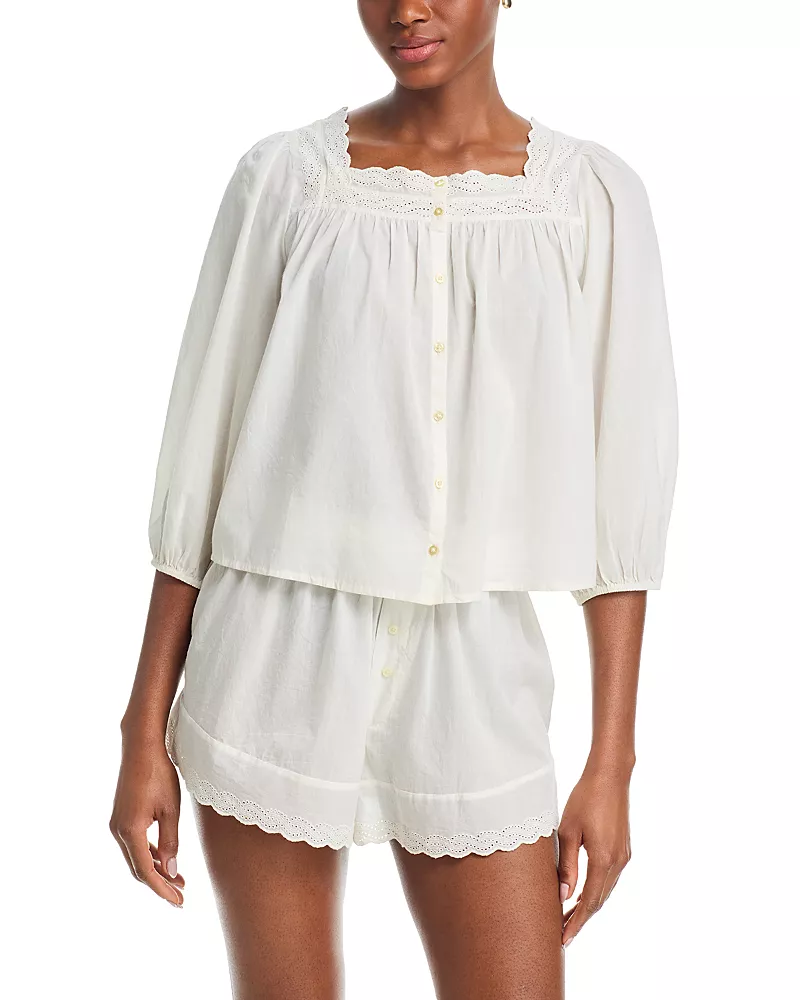 The Great. The Eyelet Button Sleep Top