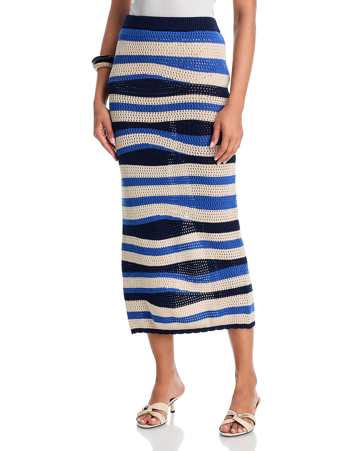 Aqua Wavy Crochet Midi Skirt - Exclusive