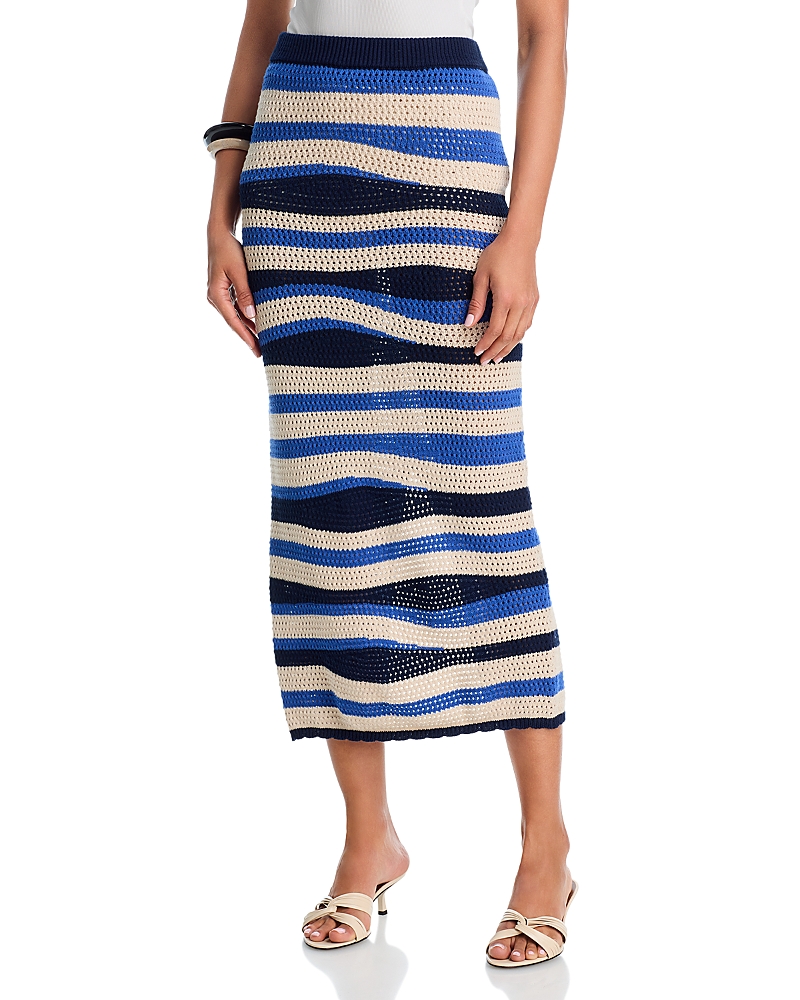 Aqua Wavy Crochet Midi Skirt - Exclusive