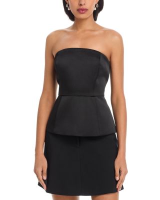 York Satin Strapless Peplum Top