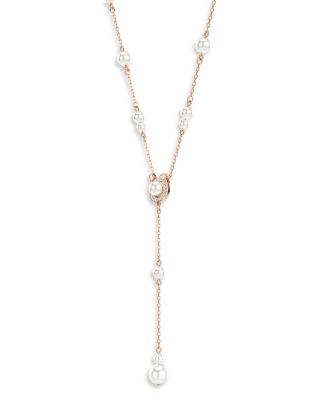 Symbolica Crystal & Imitation Pearl Horseshoe Lariat Necklace, 14.87-18.87"