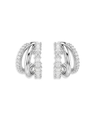 Hyperbola Cubic Zirconia Triple Row Hoop Earrings