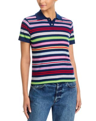 Extrafine Cashmere Novelty Stripe Polo Shirt