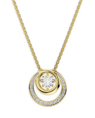 Hyperbola Crystal Circular Pendant Necklace, 14.87-17.75"