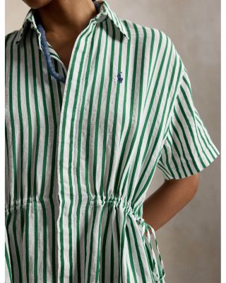 Striped Drawstring Shirt Dress