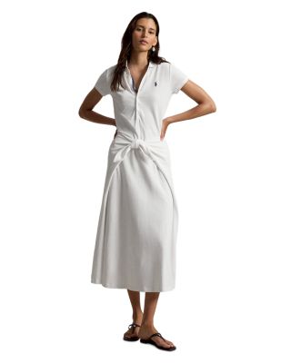 Tie Front Mesh Polo Dress