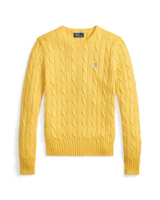 Cable Knit Cotton Crewneck Sweater