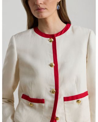 Two Tone Linen Blend Twill Blazer