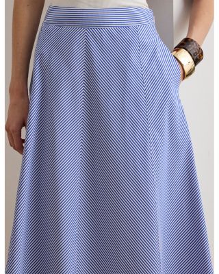 Striped Paneled Cotton Broadcloth Skirt