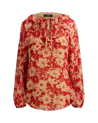 Floral Ruffle Trim Georgette Blouse