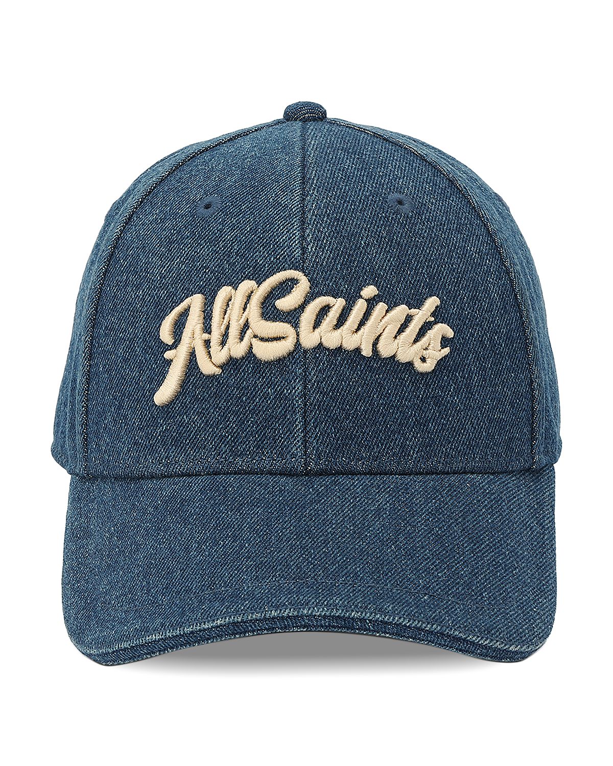 Allsaints Logo Embroidered Denim Baseball Cap