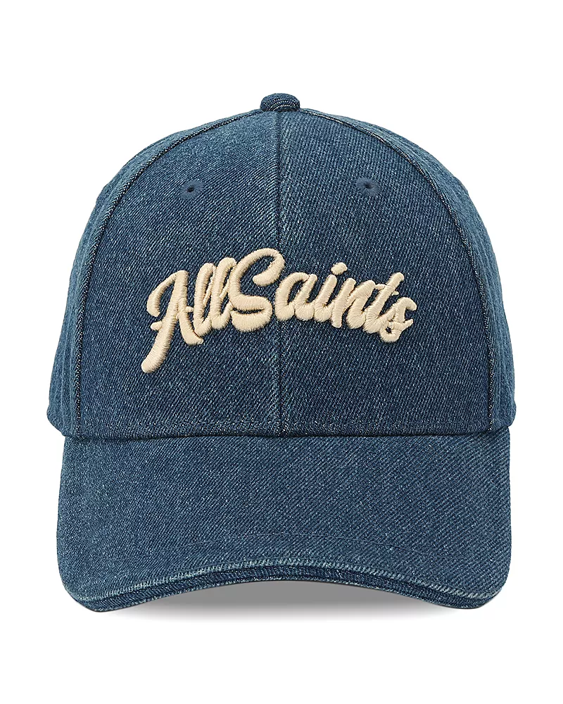 Allsaints Logo Embroidered Denim Baseball Cap