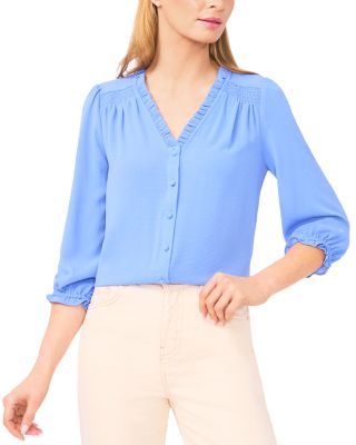 Three Quarter Sleeve V Neck Blouse