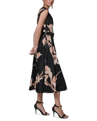 Cotton Sateen Floral Midi Dress