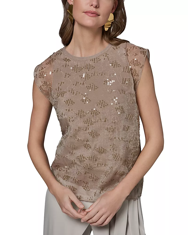 Donna Karan New York Sequin Overlay Top