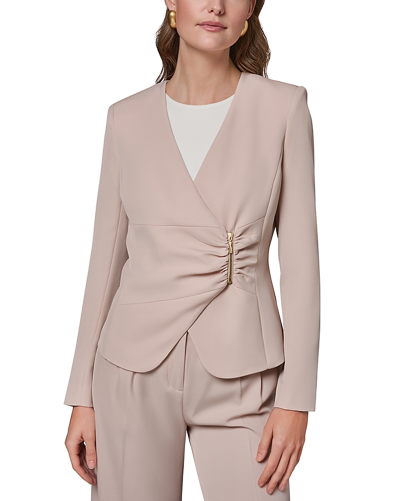 Donna Karan New York Side Ruched Zipper Blazer