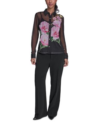 Sheer Floral Knit Blouse