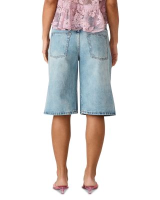 Kesha High Rise Bermuda Jean Shorts in Seabreeze