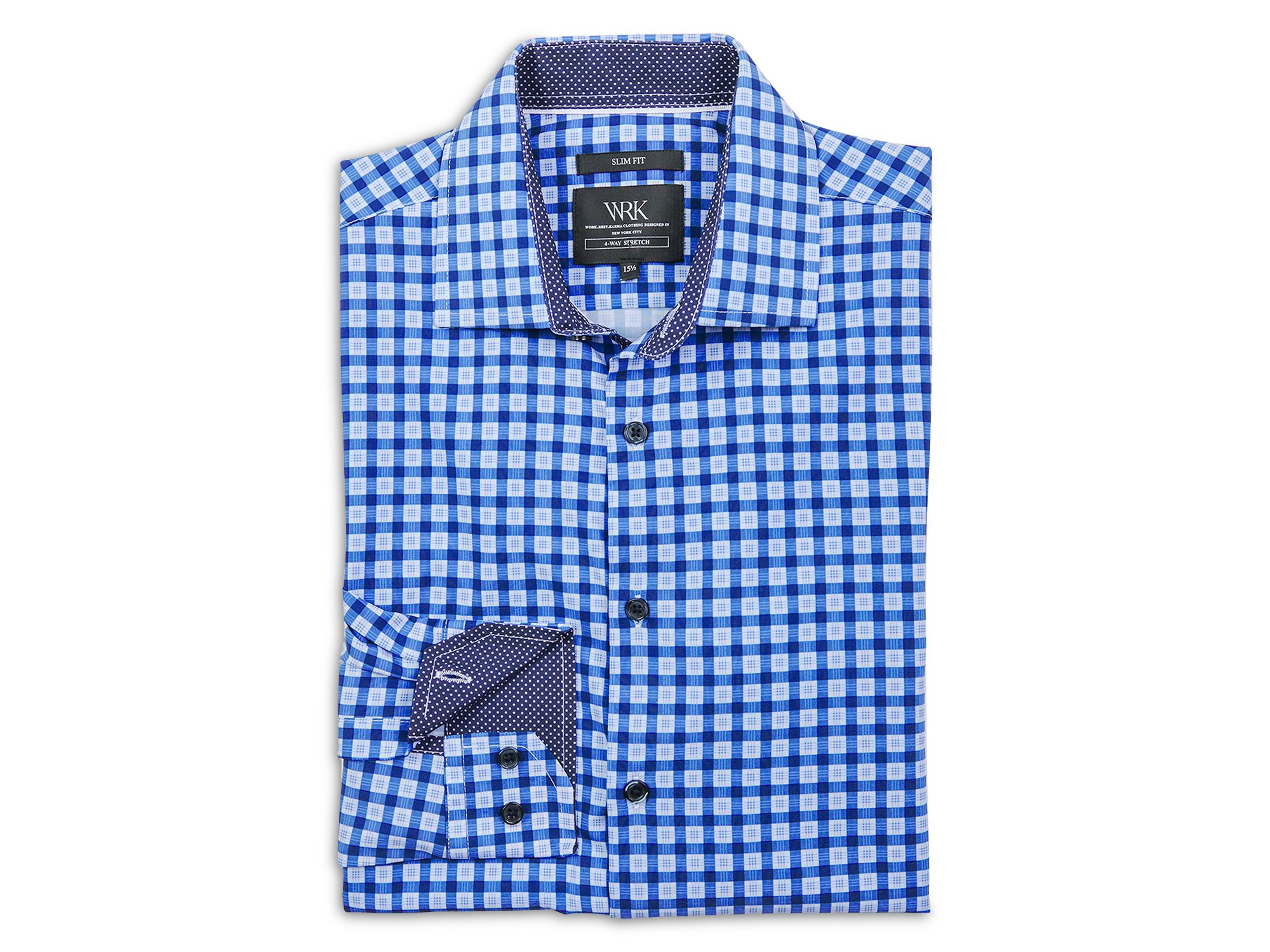 Slim Fit Small Windowpane Performance Dress Shirt — Image 5