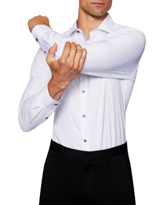Slim Fit Performance White Solid Dress Shirt