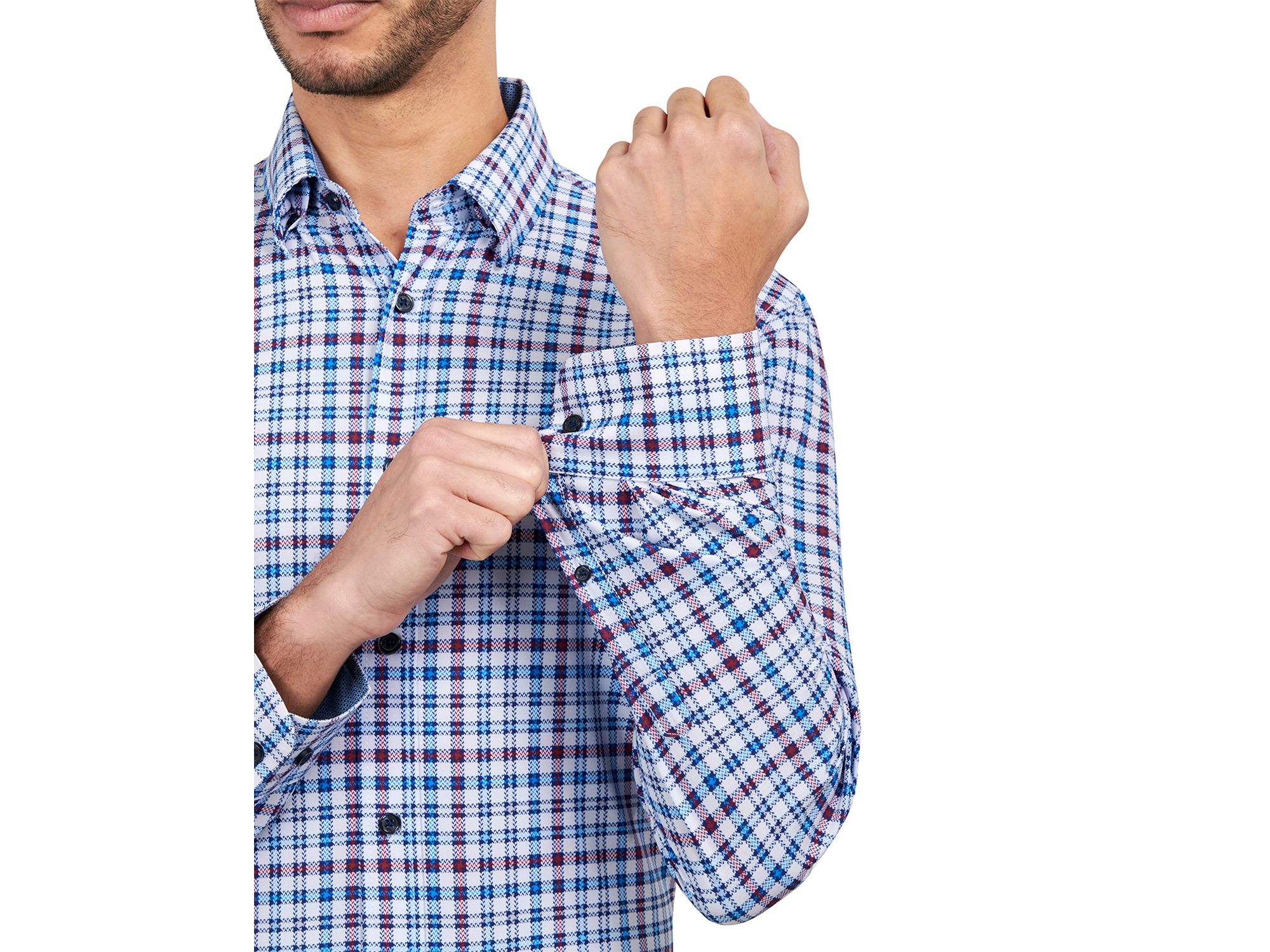 Regular Fit Large Check Performance Dress Shirt — Image 3