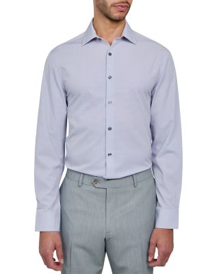 Slim Fit Broken Stripe Performance Dress Shirt
