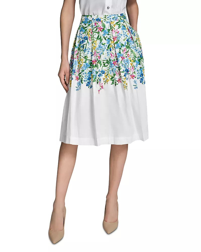 Karl Lagerfeld Paris Placed Floral Preppy Skirt