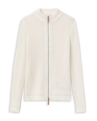 Textured Stitch Zip Front Cardigan
