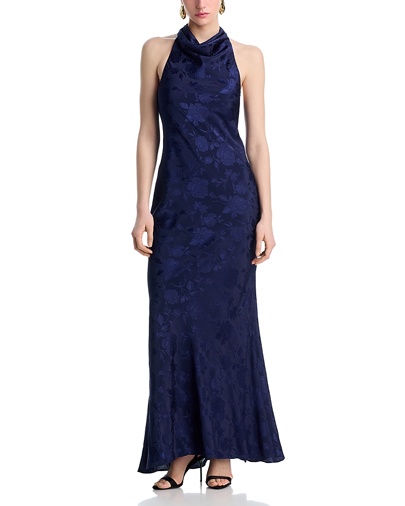Aqua Jacquard Cowl Neck Dress - Exclusive