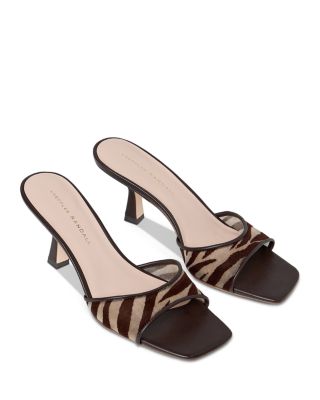 Women's Zebra Print Mesh Fabric Mid Heel Sandals