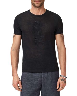 Rose Vine Embroidery Linen Crewneck Tee