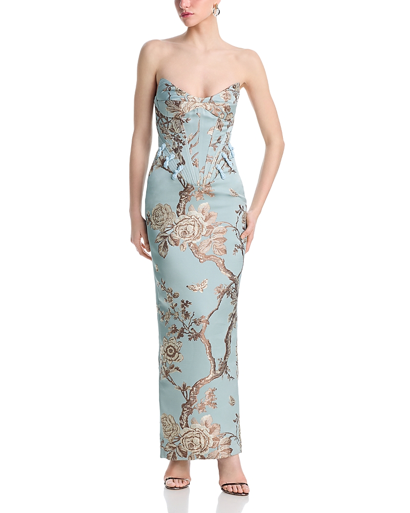 Sau Lee Novella Brocade Dress