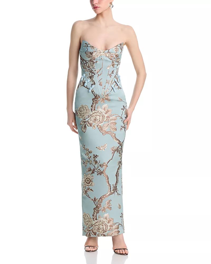 Sau Lee Novella Brocade Dress