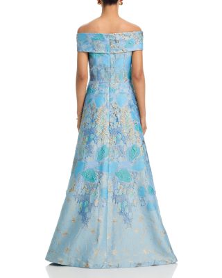 Off-the-Shoulder Portrait Side Drape A Line Skirt Gown