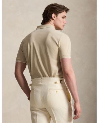 Short Sleeve Tonal Jacquard Mesh Polo Shirt