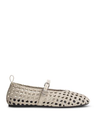 Women's Spire Ruched Leather Mary Jane Flats 