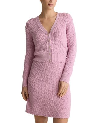 Perle Crepe Knit Cardigan Sweater