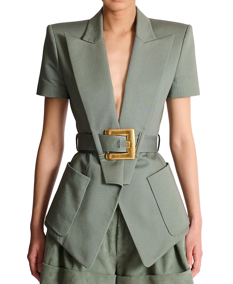 Balmain Belted Gabardine Anthem Jacket