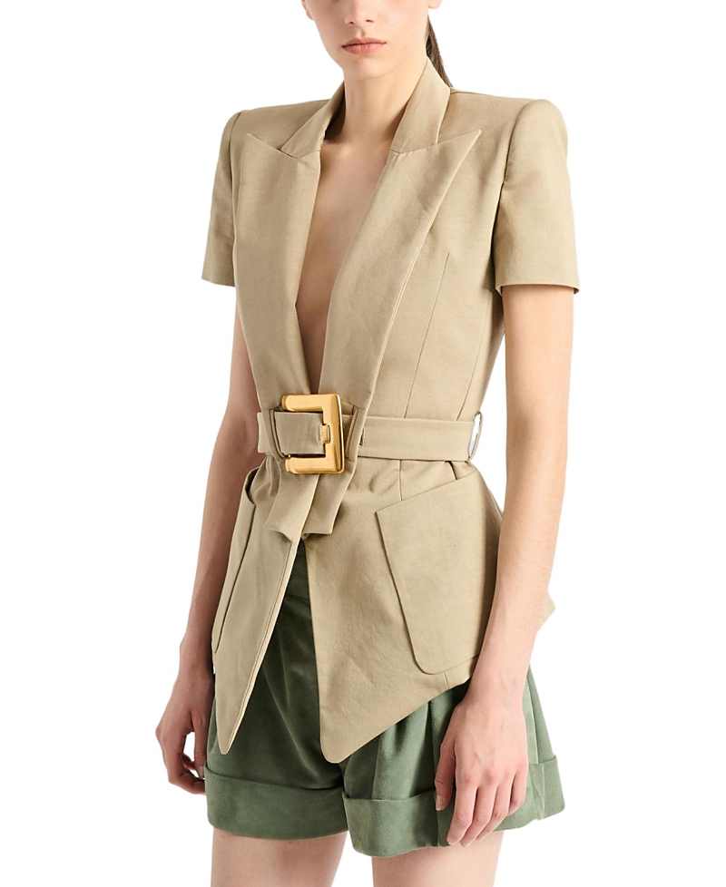 Balmain Belted Gabardine Anthem Jacket
